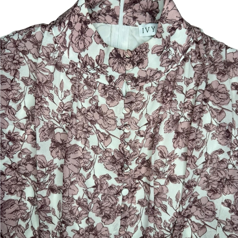 Ivy City Co Pink Floral Long Sleeve Ruffle Dress - Picture 6 of 7